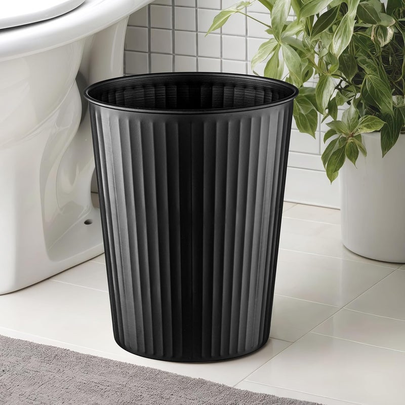 Monarch Abode Metal Bathroom Trash Can – Waste Basket for Bedroom, Office Desk, & Dorm, Handcrafted Ridge Embossed, Durable Decorative Black Small Trash Can Bathroom Garbage Bin Wastebasket - Image 4